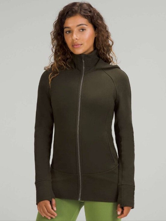 lululemon athletica Tops - Lululemon Hooded Radiant Jacket Full-Zip Hoodie Dark Olive/ 8